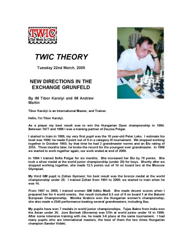 New Directions in the Exchange Grunfeld - TWIC Theory #4