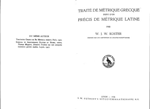 Traité de métrique grecque suivi d’un précis de métrique latine. Deuxième édition augmentée