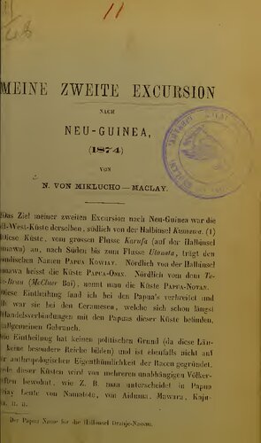 Meine 2. Excursion nach Neu-Guinea (1874)