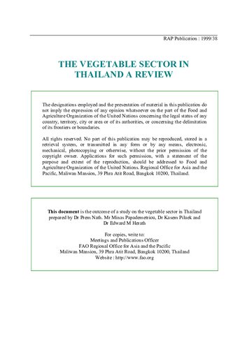 The Vegetable Sector in Thailand, a review