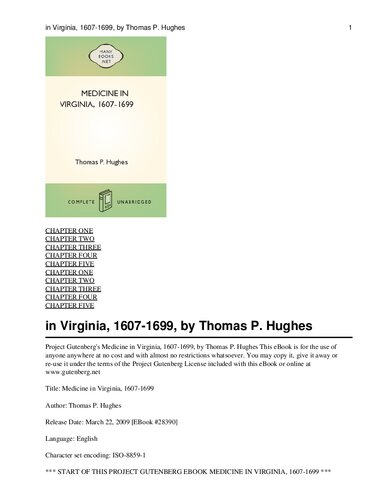 Medicine in Virginia, 1607-1699