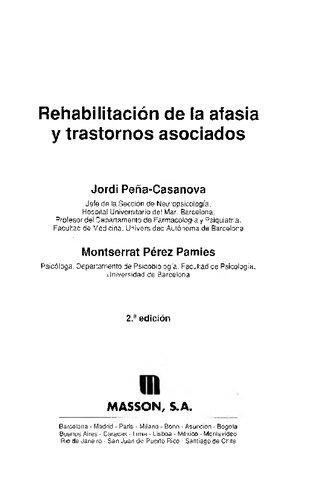 Rehabilitacion De La Afasia Y Trastornos Asociados