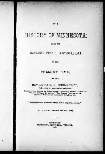 History of Minnesota: from the earliest French explorations to the present time