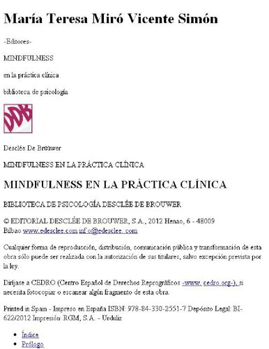 Mindfulness en la práctica clí­nica