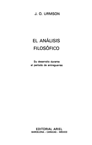 El análisis filosófico: su desarrollo durante el período de entreguerras