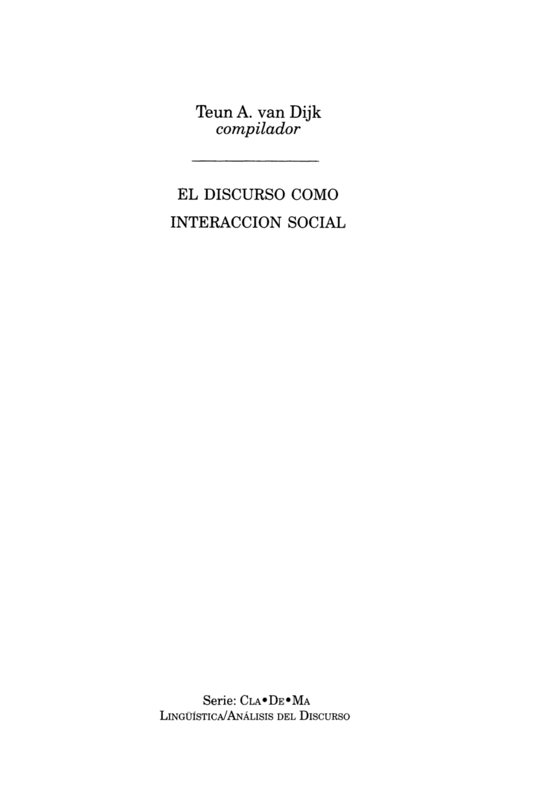 El discurso como interacción social