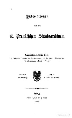 Frankreich und Preußen von 1795 bis 1807. Diplomatische Corresponzen (1800-1807)