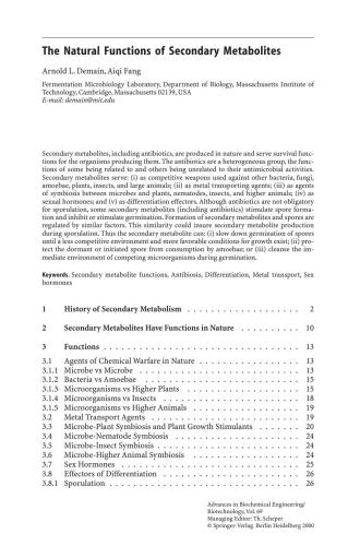 Advances in Biochemical Engineering/Biotechnology. History of Modern Biotechnology I