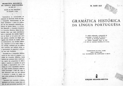 Gramática histórica da língua portuguêsa