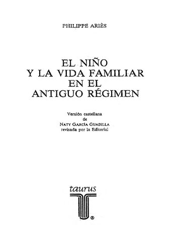 El Niño Y La Vida Familiar En El Antiguo Regimen