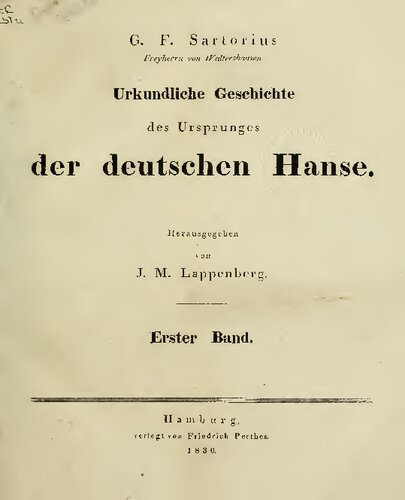 Urkundliche Geschichte des Ursprungs der deutschen Hanse