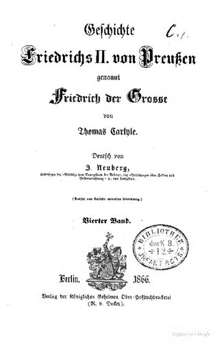 Geschichte Friedrichs II. von Preußen, genannt Friedrich der Große