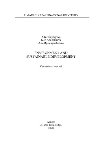 Environment and Sustainable Development: educational-manual