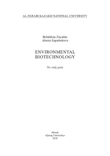 Environmental biotechnology: the study guide