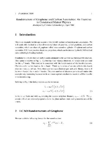 Bandstructure of Graphene and Carbon Nanotubes: An Exercise in Condensed Matter Physics