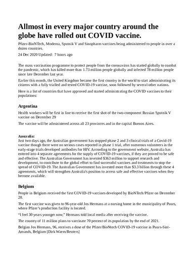 COVID-19: Vaccines are rolling-out globally.