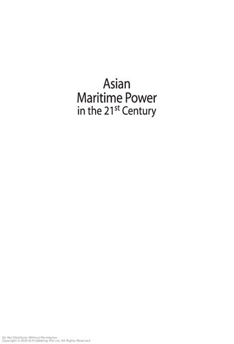 Asian maritime power in the 21st century : strategic transactions : China, India, and Southeast Asia