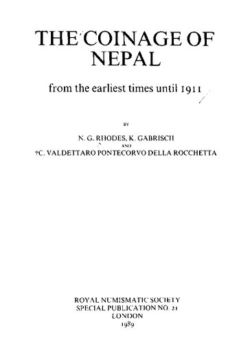 The Coinage of Nepal from the earliest times until 1911