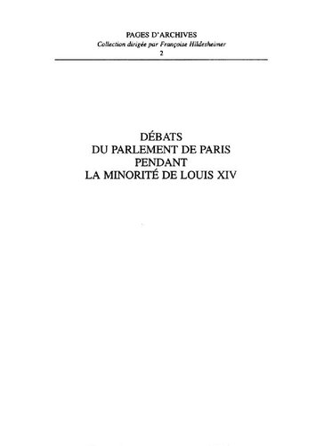 Débats du Parlement de Paris pendant la minorité de Louis XIV