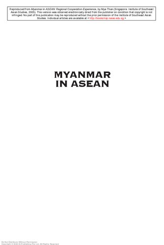 Myanmar in ASEAN : regional cooperation experience