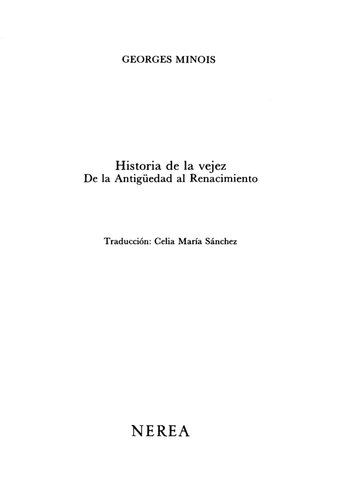 Historia de la vejez: de la antiguedad al renacimiento