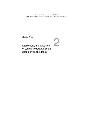 Las escuelas multigrado en el contexto educativo actual: desafíos y posibilidades