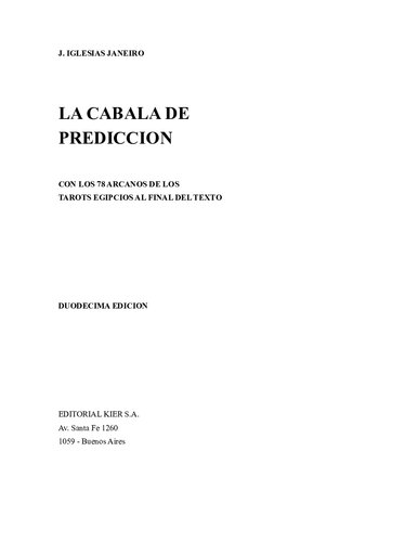 La Cabala De Prediccion