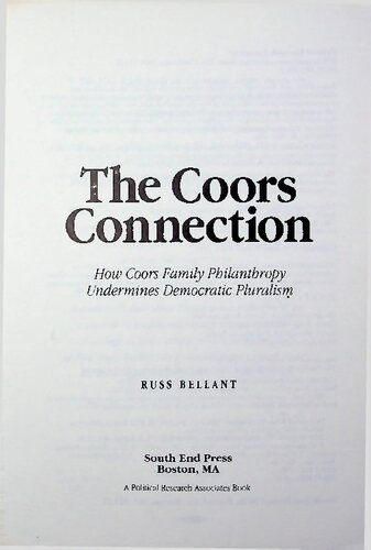 The Coors Connection: How Coors Family Philanthopy Undermines Democratic Pluralism