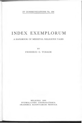 Index Exemplorum: A Handbook of Medieval Religious Tales