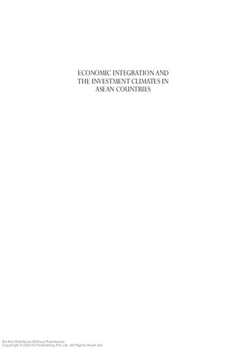 Economic integration and the investment climates in ASEAN countries : perspectives from Taiwan investors.