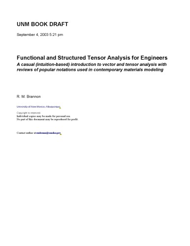 Functional and structured tensor analysis for engineers