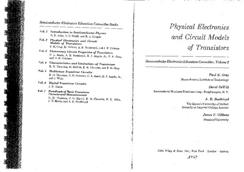 Physical Electronics and Circuit Models of Transistors