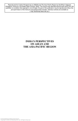 India's perspectives on ASEAN and the Asia-Pacific region