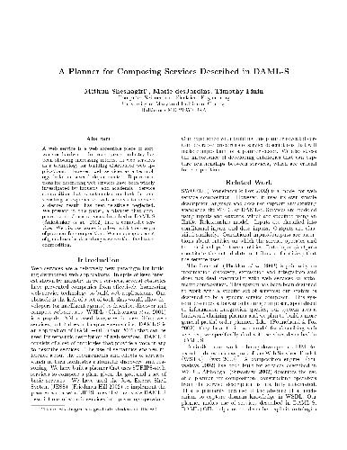 A Planner for Composing Services Described in DAML-S