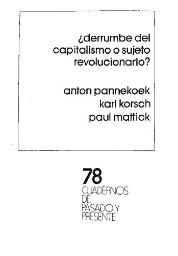 Derrumbe Del Capitalismo O Sujeto Revolucionario