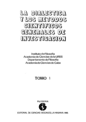 La dialectica y los metodos cientificos generales de investigacion