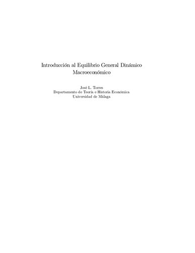 Introducción al Equilibrio General Dinámico Macroeconómico