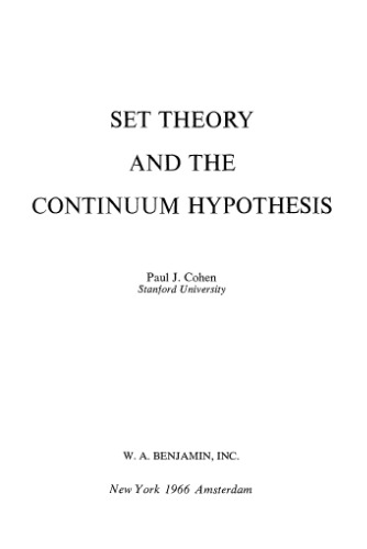 Set Theory and the Continuum Hypothesis 