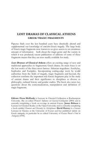 Lost Dramas of Classical Athens: Greek Tragic Fragments