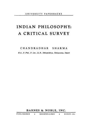 Indian Philosophy: A Critical Survey