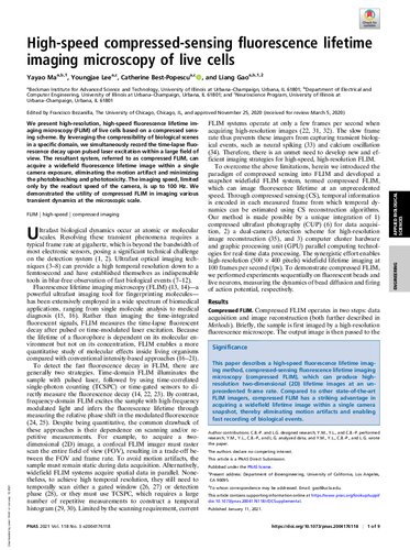 High-speed compressed-sensing fluorescence lifetime imaging microscopy of live cells