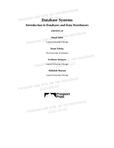 Database Systems: Introduction to Databases and Data Warehouses