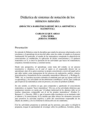 Didáctica de sistemas de notación de los números naturales