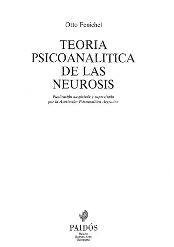 Teoria Psicoanalitica De Las Neurosis