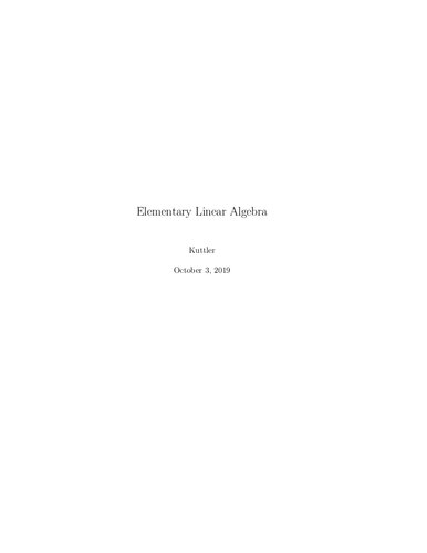 Elementary Linear Algebra