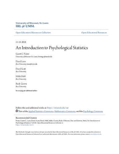 An Introduction to Psychological Statistics