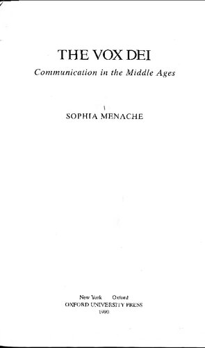 The Vox Dei: Communication in the Middle Ages