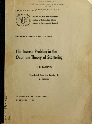 The inverse problem in the quantum theory of scattering