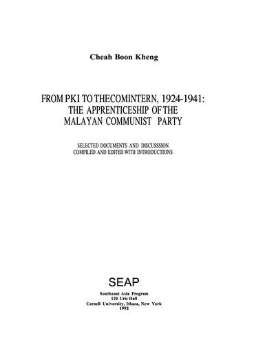 From PKI to the Comintern, 1924-1941: The Apprenticeship of the Malayan Communist Party : Selected Documents and Discussion