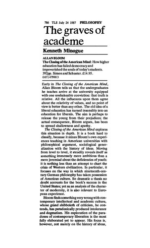 Graves of Academe - Review of Allan Bloom's Closing of American Mind